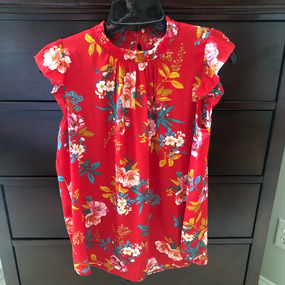 NWT Red floral blouse